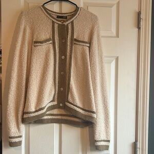 Cream and Brown Button-Up Cardigan
